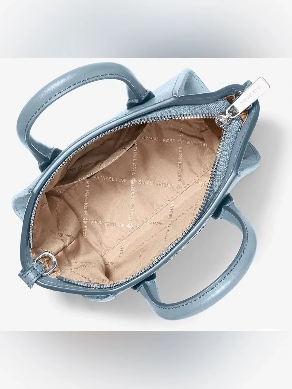 Michael Kors Avril XS Satchel Pale Blue Pebbled Leather Crossbody NWT